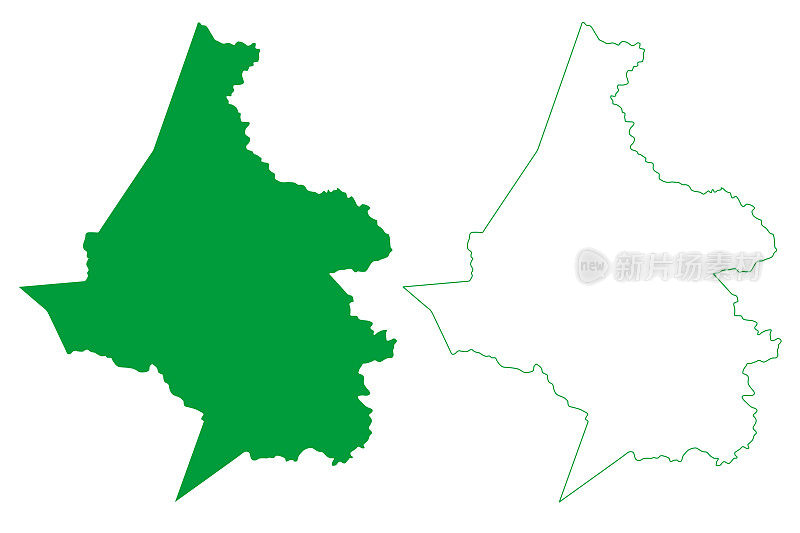 坦博里尔市(Ceará state, municipality of Brazil, federal Republic of Brazil)地图矢量插图，涂鸦坦博里尔地图